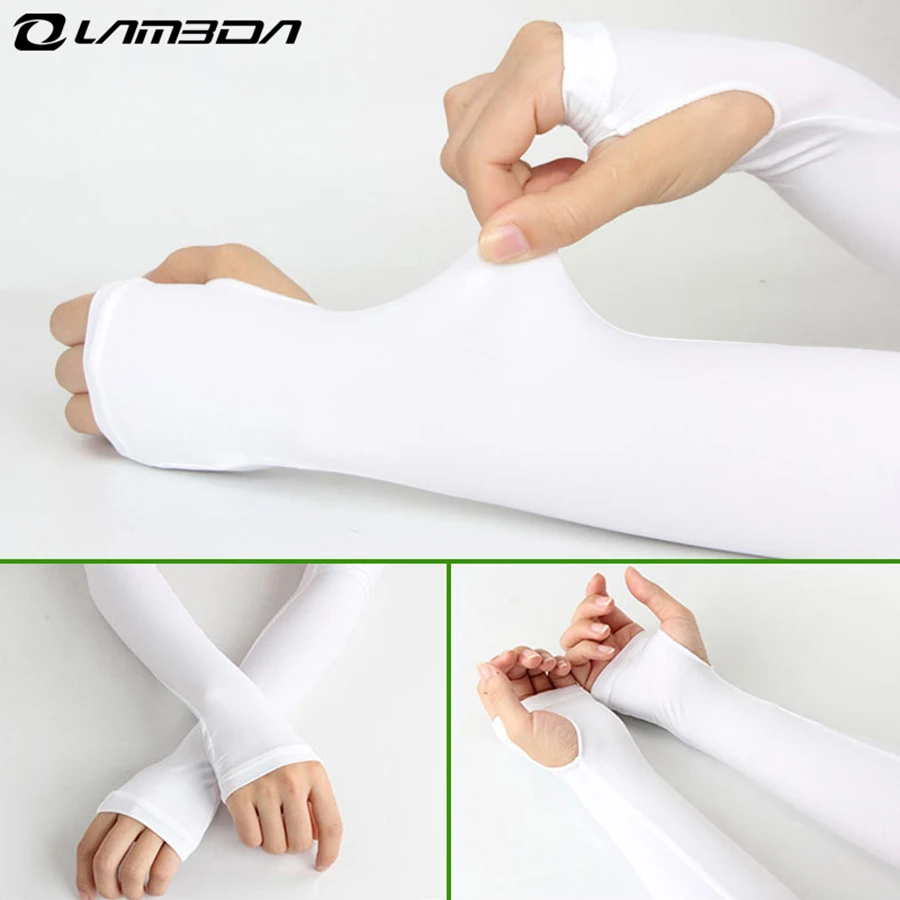 

LAMBDA Summer Arm Warmers basketball cycling Sleeve Quick Dry Stockings UV outsport Long Fingerless Gloves arm sleeve women men