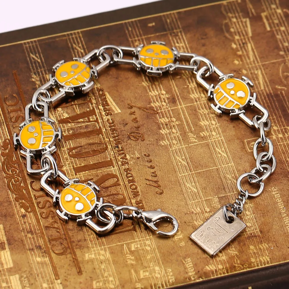 12 шт./лот цельный браслет желтые и черные браслеты со смайликом Trafalgar Law