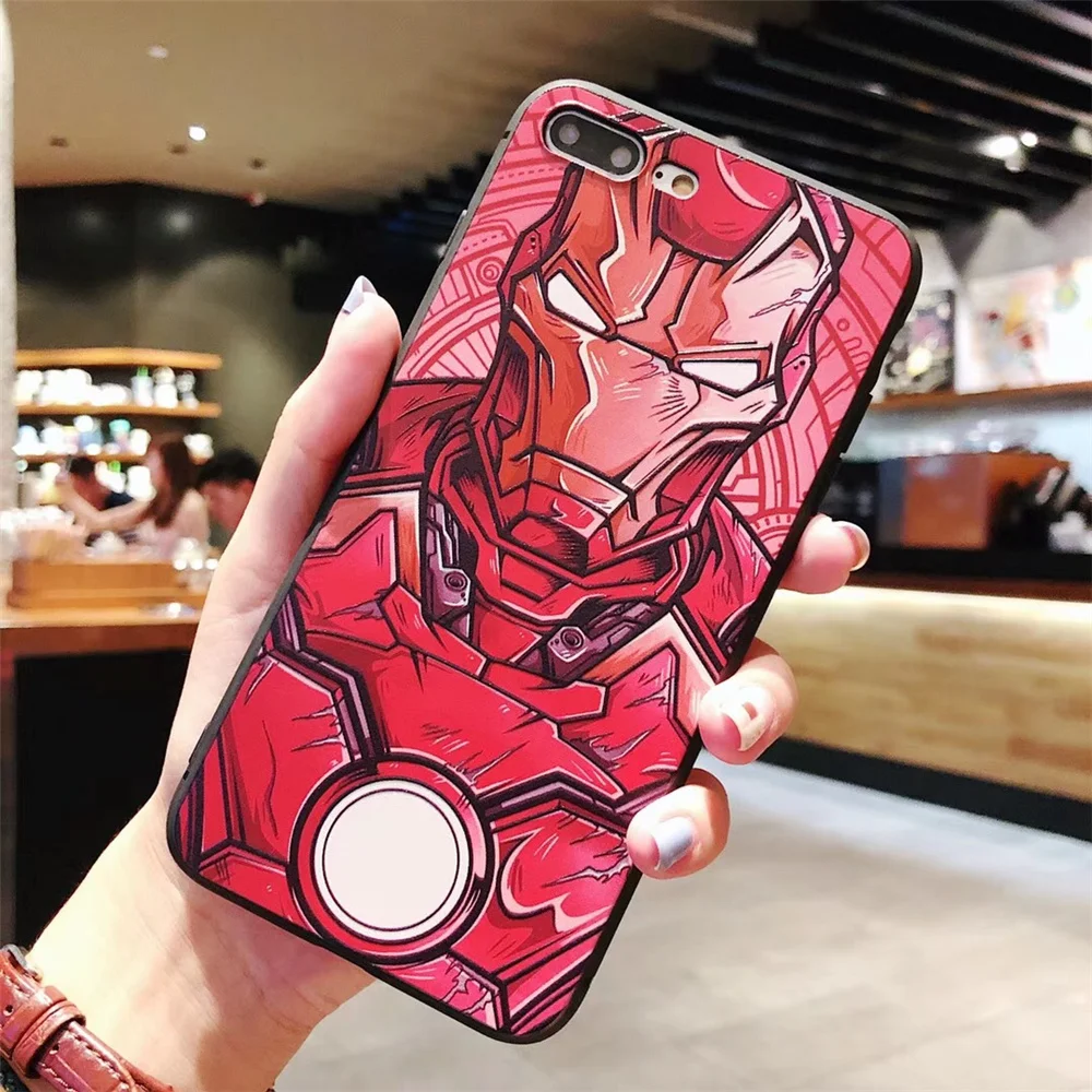 Okdeals мультфильм выбивает чехол для телефона Iphone 7 Plus Мода Железный человек мягкий