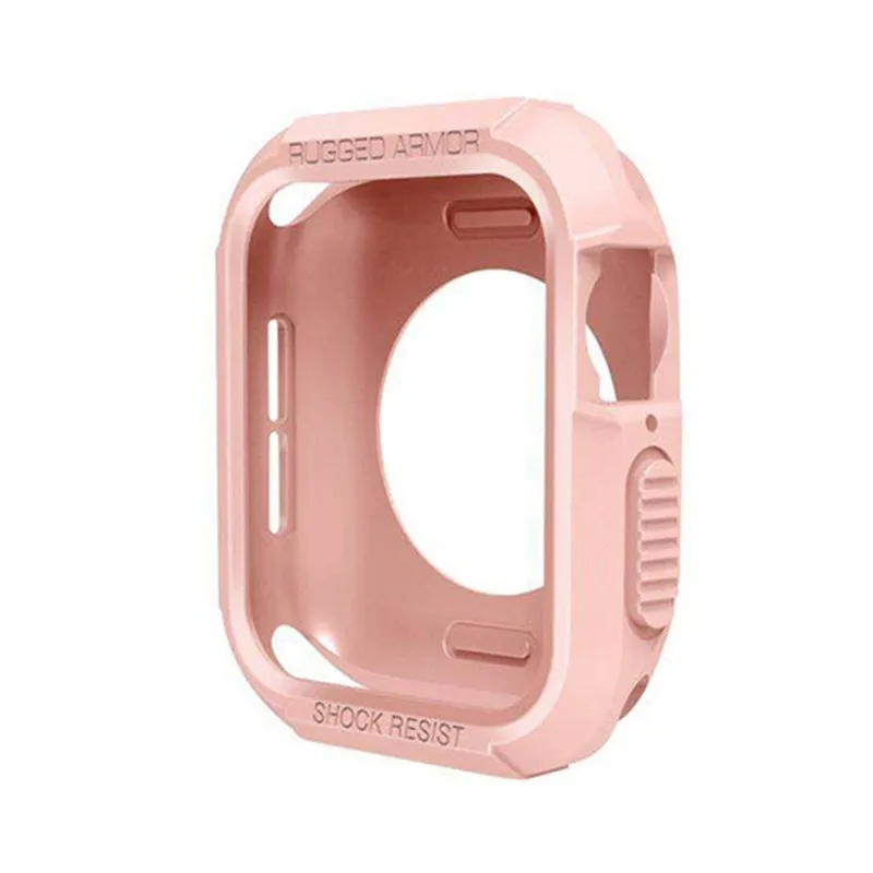 Pink 44MM Series 4 Прочный армированный резиновый чехол для Apple Watch 4, 3, 2, 1, 40 мм, 44 мм, защитный термополиуретановый защитный чехол для Iwatch 42 мм - Цвет ремешка: Pink 44MM Series 4