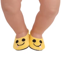 43 cm baby dolls shoes cute yellow smiley shoes plush shoes baby toys fit american 18 inch girls doll g210
