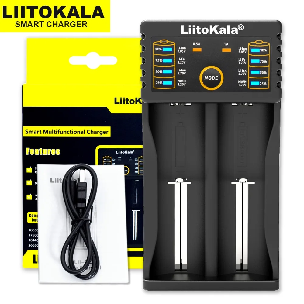 Liitokala оригинальное зарядное устройство 3 7 в 18650 для 26650 21700 18350 14500 AA AAA Прямая