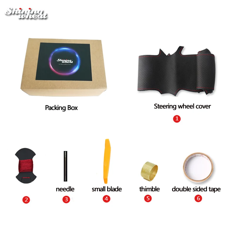 

Shining wheat Black Artificial Leather Steering Wheel Cover for Volkswagen VW Golf 7 Mk7 New Polo Jetta Passat B8