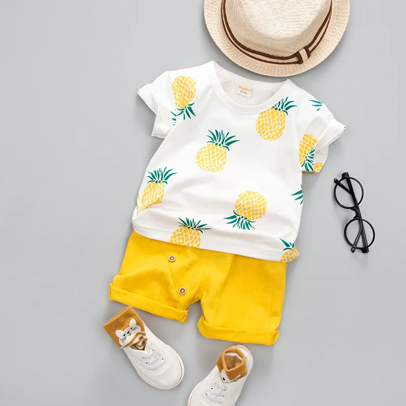 Summer kids Boys Clothes Set Print T-shirt &amp Shorts Cotton Short Sleeve Tops Little Children casual Clothing Outfits |
