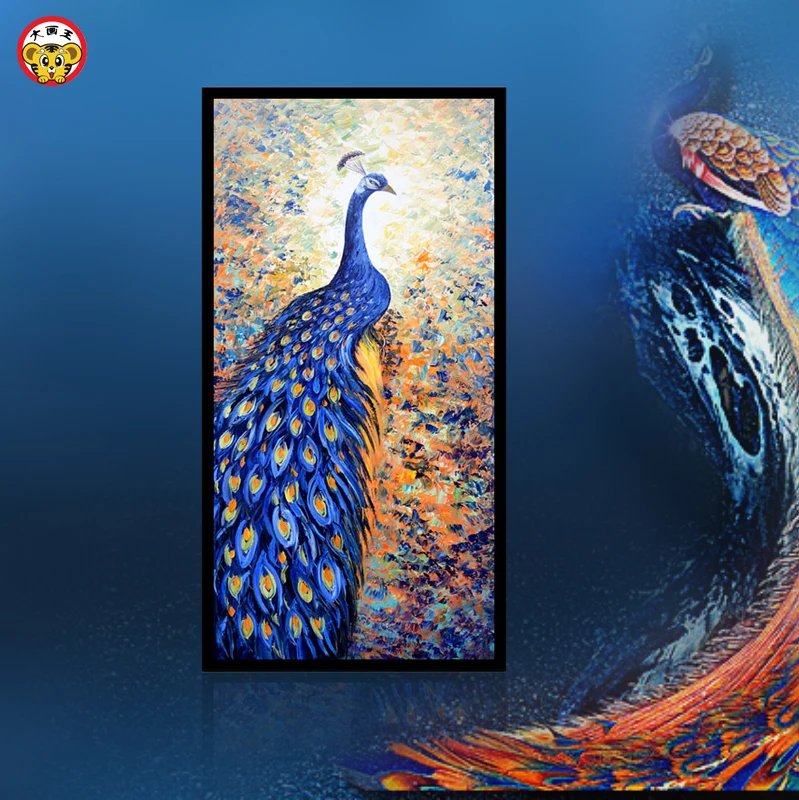 

The peacock painting DIY digital painting a large size living room entrance decorative pendant own color coloring graffiti China