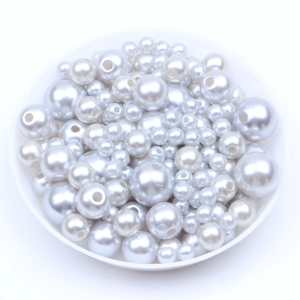 LIGHT GRAY 4, 6, 8, 10 мм и разные размеры, разноцветные Круглые бусины с имитацией жемчуга, свободные бусины DIY, ожерелье, браслет, серьги, аксессуары - Цвет: LIGHT GRAY