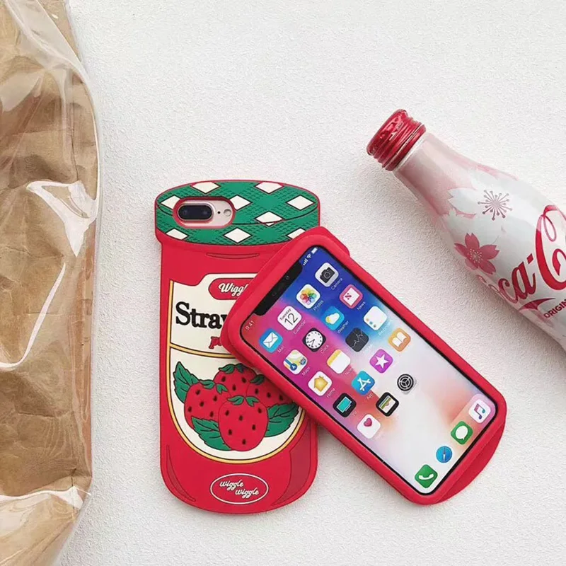 Милый чехол Starwberry для iPhone 7 7 Plus 8 5S SE 6 6s Plus X XR XS Max, мягкий силиконовый чехол для телефона с надписью Love Bottle jam Wigglee