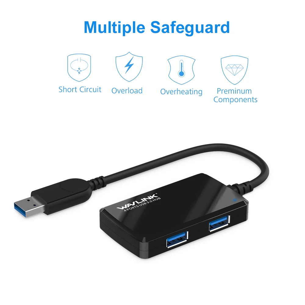Wavlink мини Портативный 4-Порты и разъёмы usb3.0 Супер Скорость USB HUB адаптер до 5 Гбит/с