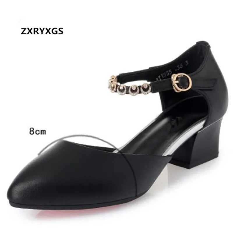 

Hot 2021 New Pointed Cowhide Rhinestone Summer Fashion Sandals Women Shoes Sandals Comfortable High Heels Summer Leather Sandals
