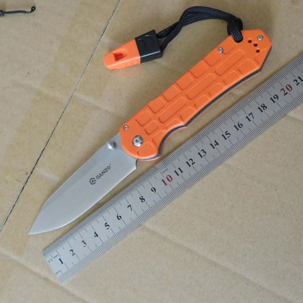 Ganzo G7452P 58-60HRC 440C G10 ручка со свистком складной Ножи для выживания на природе, для кемпинга, Нож карманный тактический инструмент повседневного ношения
