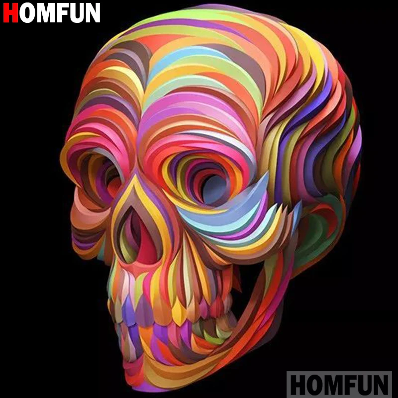 Картина для Стразы HOMFUN алмазная 3D картина цветной череп вышивка крестиком A16087 |
