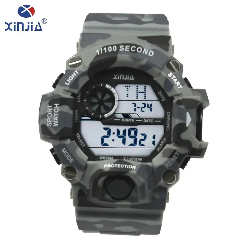 XINJIA Мужские Цифровые спортивные часы люксовый бренд Reloj para hombres камуфляжные
