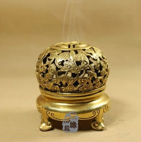 Free shipping Chinese Chinese brass carved Bat Censer incense burner