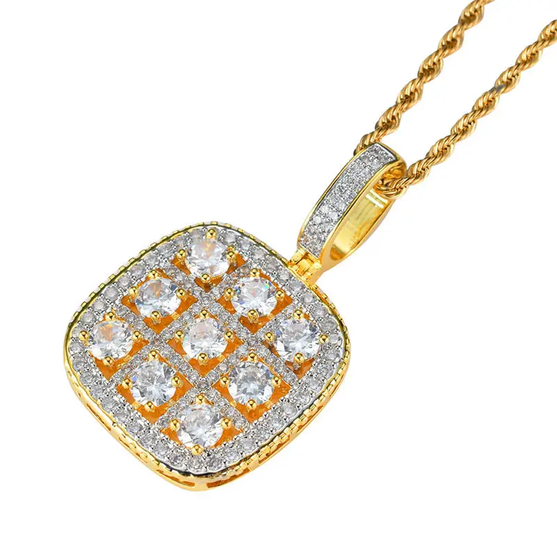 Кулон Bling в стиле хип хоп судоку медное микро паве с цирконом ААА ожерелье
