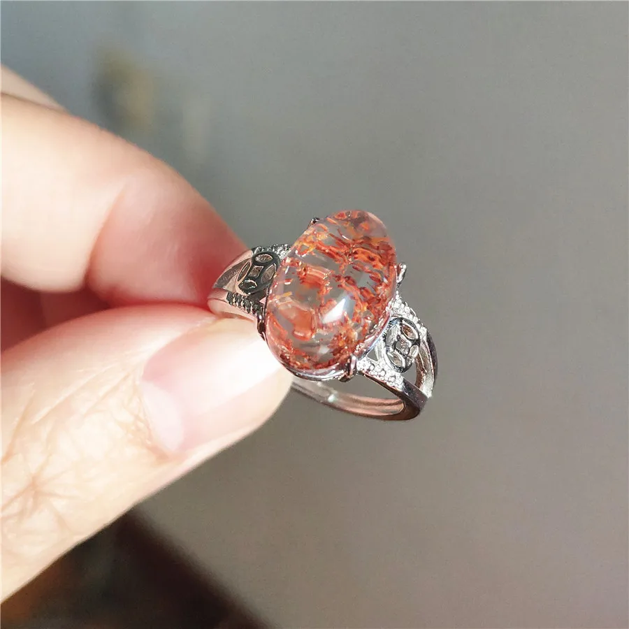 Drop Shipping Genuine Natural Phantom Quartz Gemstone Crystal Fashion Silver Jewelry Wedding Party Rings Woman Lady | Украшения и