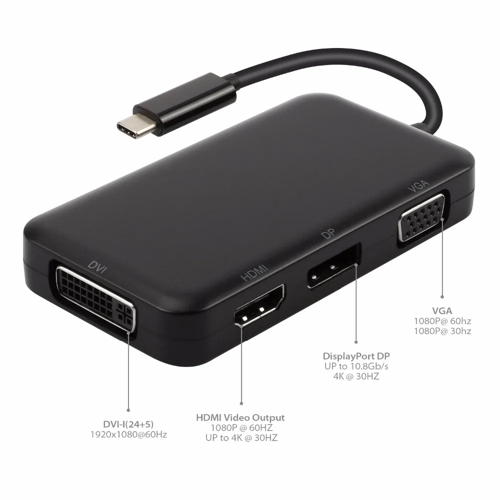 JZYuan USB C Тип 3 1 концентратор папа DisplayPort DP 4K HDMI DVI 1080P VGA разветвитель адаптер для Macbook