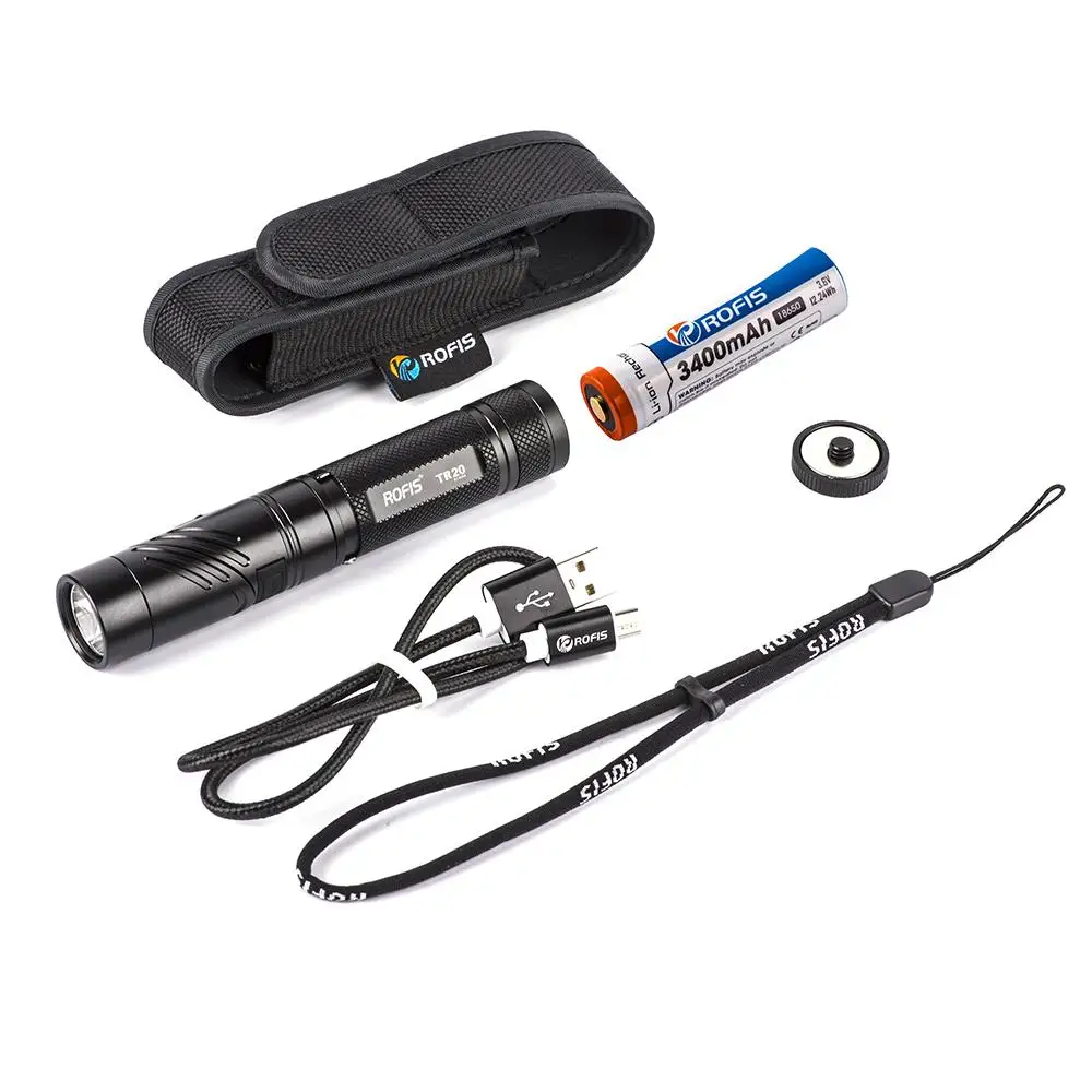 ROFIS TR20 1100LM CREE XP-L HI V3 светодиодный фонарик на голову с регулируемым углом 90 градусов на 18650 батареях