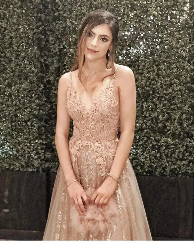Champagne Romantic Sexy Evening Dresses for Women Lace Appliques Sequin Lining Dark Champagne Mother of the bride Dress Mother Gown - Color: Champagne