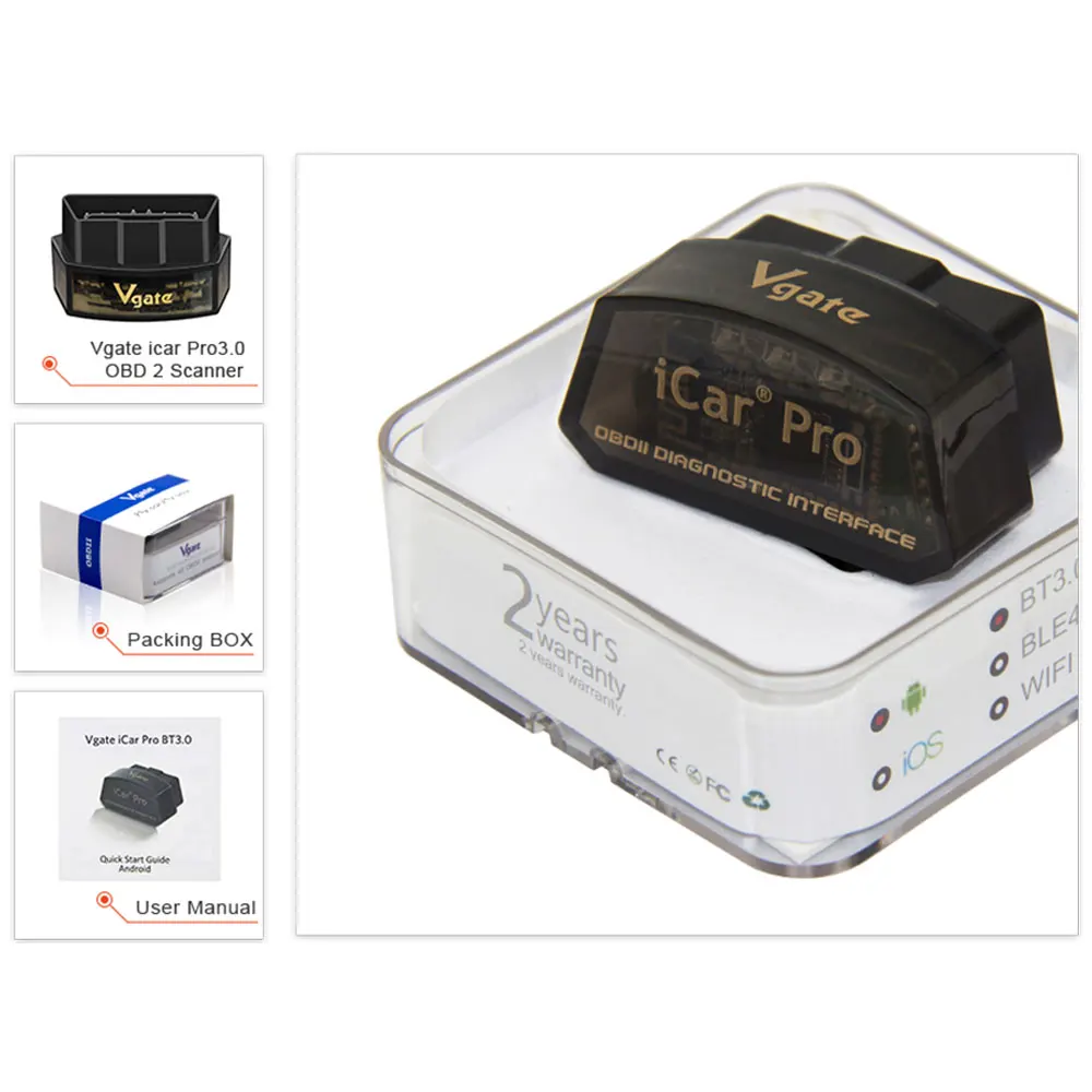 Vgate iCar Pro ELM327 v2.1 Бортовая Диагностика машины инструмент elm 327 bluetooth/wifi для IOS/android elm 327 v2.1 obd2 сканер