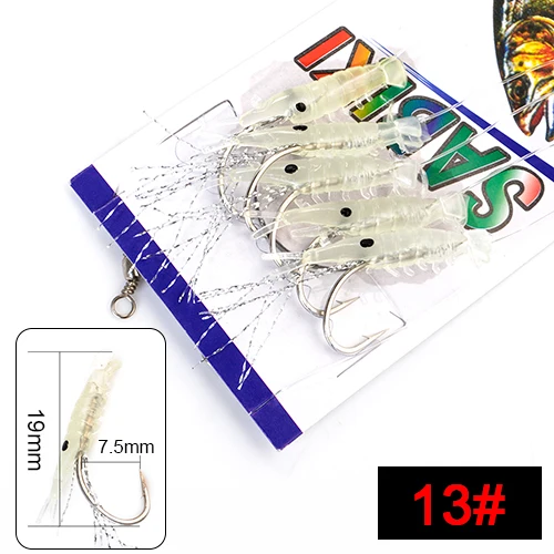 004-3pack FISH KING Sabiki мягкие установки 3 шт.(15 шт.) рыболовный крючок светится в темноте светящаяся мягкая креветка приманка Джиги приманка искусственная приманка червь приманки - Цвет: 004-3pack