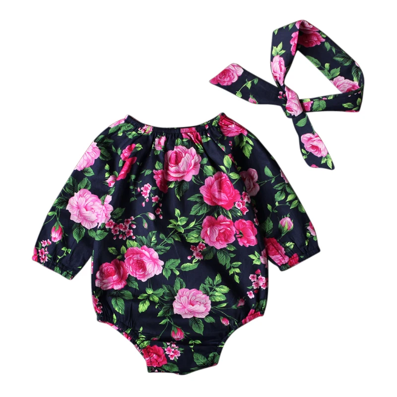 2 шт. Детский комбинезон с длинным рукавом и цветочным принтом|newborn infant|baby girls
