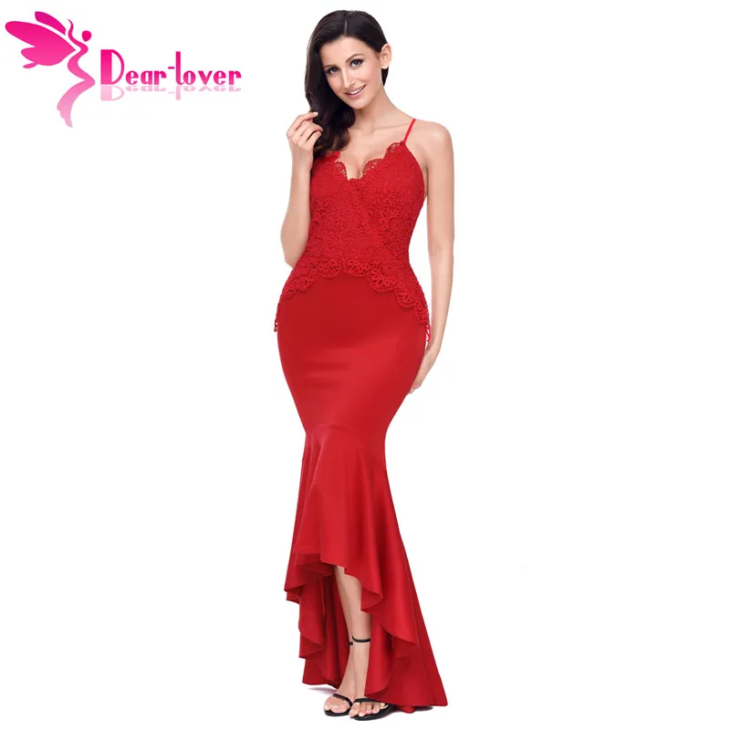 Женское платье Русалка на тонких бретельках Dear Lover черное красное с