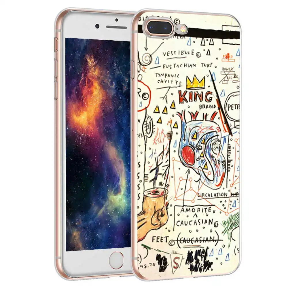 SJK2136019TM Minason, художественный чехол с граффити Jean Michel Basquiat для iPhone X, 5 S, 5S, XR, XS Max, 6, 6 S, 7, 8 Plus, мягкий силиконовый чехол для телефона, Fundas - Цвет: SJK2136019TM