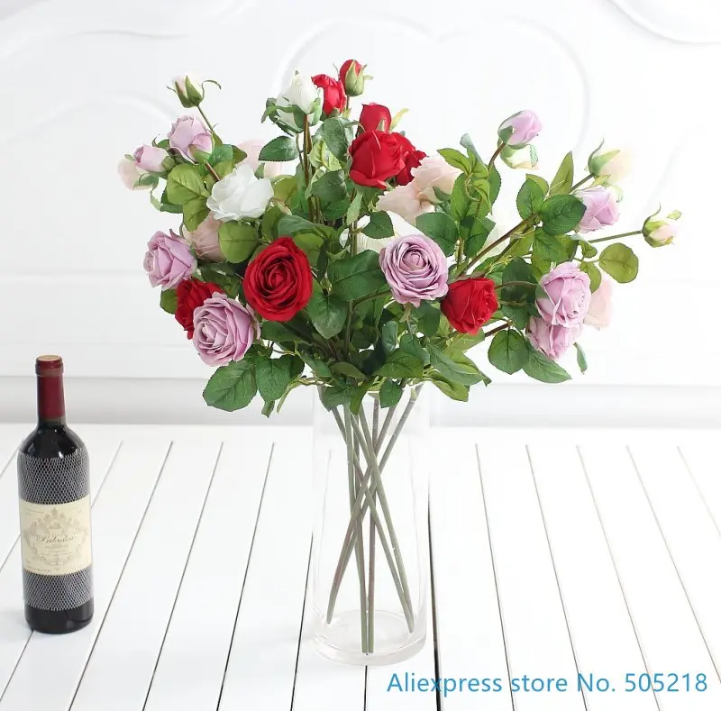 

1 PCS Beautiful Fake Artificial Flower Silk Rose Wedding Bouquet Home Decoration Gift 4 Colors Available F432