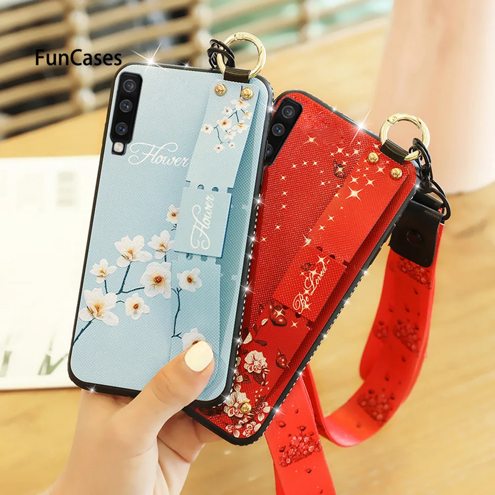 Чехол для телефона samsung Galaxy A7 2018 чехол силиконовый браслет крышка держатель A50 A30