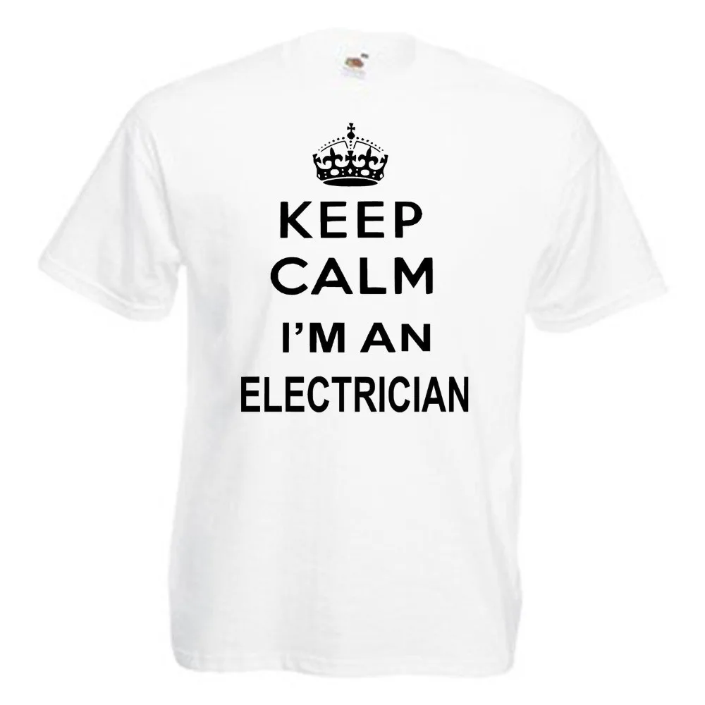 Keep Calm Electrian Мужская взрослых футболка Новинка 2019 г. модная популярная брендовая