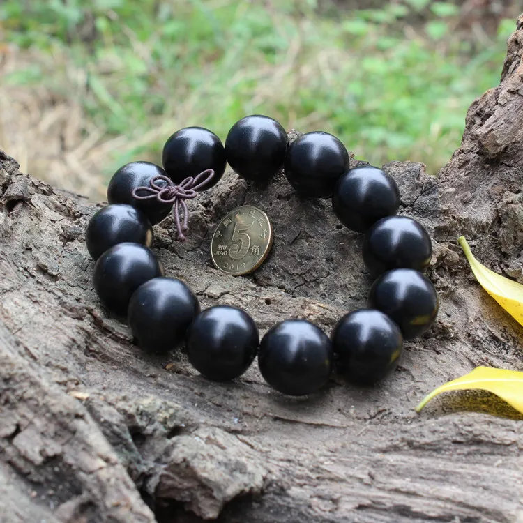 Высококачественное черное дерево молитва эластичный браслет из бусин