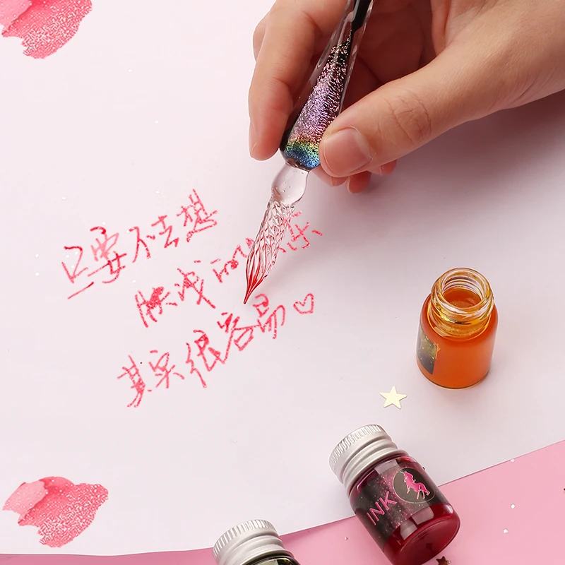 Звездное небо Кристалл Стекло Dip ручка подпись Творческий авторучки офисы