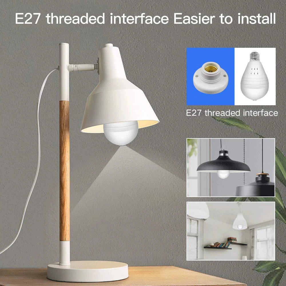 

Wireless Bulb Lamp Wifi IP Camera 960P HD 360 Degree Panoramic Fisheye monitor Night Vision Detection Indoor Home Security