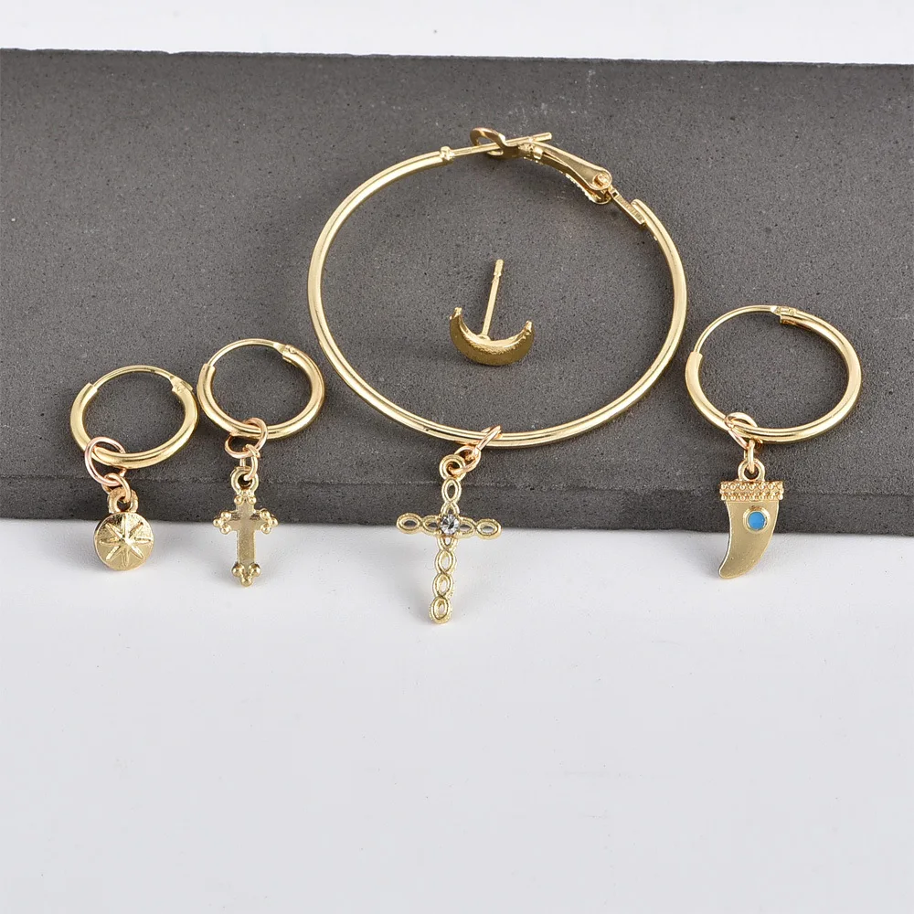 

5 Pcs/set Earrings Religious Dagger Women's Earrings Exaggerated Big Circle 2019 Brand Design Fashion Casual Alloy Suit