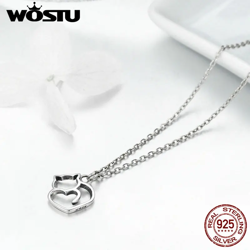 WOSTU популярный 100% Стерлинговое Серебро 925 пробы прекрасный кот изысканный