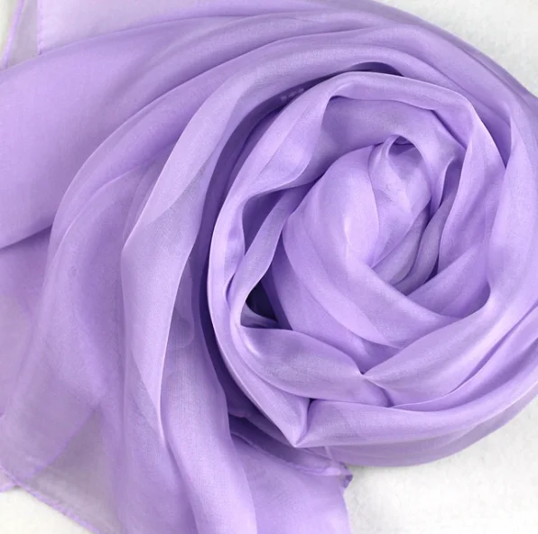 Женский Шелковый шифоновый длинный шарф супер размер для женщин 110*180 см Лаванда