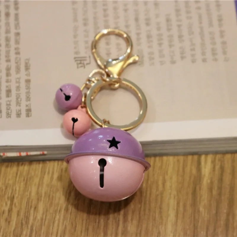 Fashion Stitching Color Metal Bell Key Ring Men and Women Bag Pendant Anti-theft Ornaments Accessories Car Keychain Keyring | Украшения и
