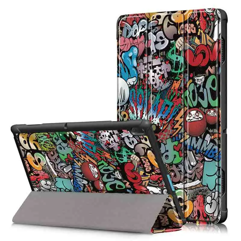 Graffiti Чехол для lenovo Tab E10 TB-X104F чехол с милым принтом трехслойный Магнитный чехол Tab E10 E 10X104 X104f Tablet release 10,1" - Цвет: Graffiti
