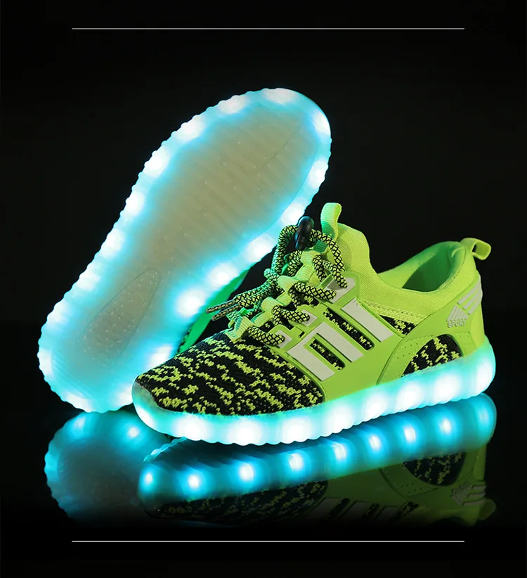 7ipupas Blue Canvas Kids Led Shoe With Usb Charging Glowing Sneakers 11 Color Soles Led Luminous Sneakers Light Up Children Shoe