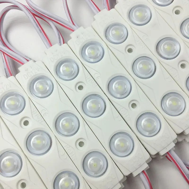 SMD 2835 Светодиодный модуль 3 светодиода с объективом 160 градусов DC12V 1 8 Вт высокая
