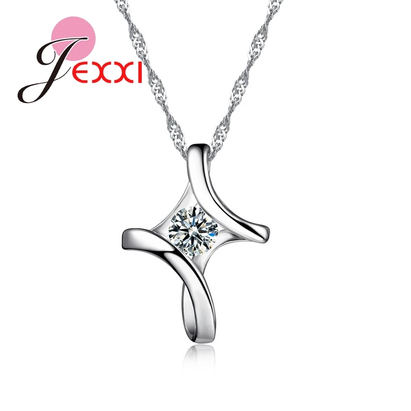 

Big Promotion Classic Elegant Style CZ Crystal Striking Jewelry 925 Sterling Silver Pendant Necklace For Charming Women
