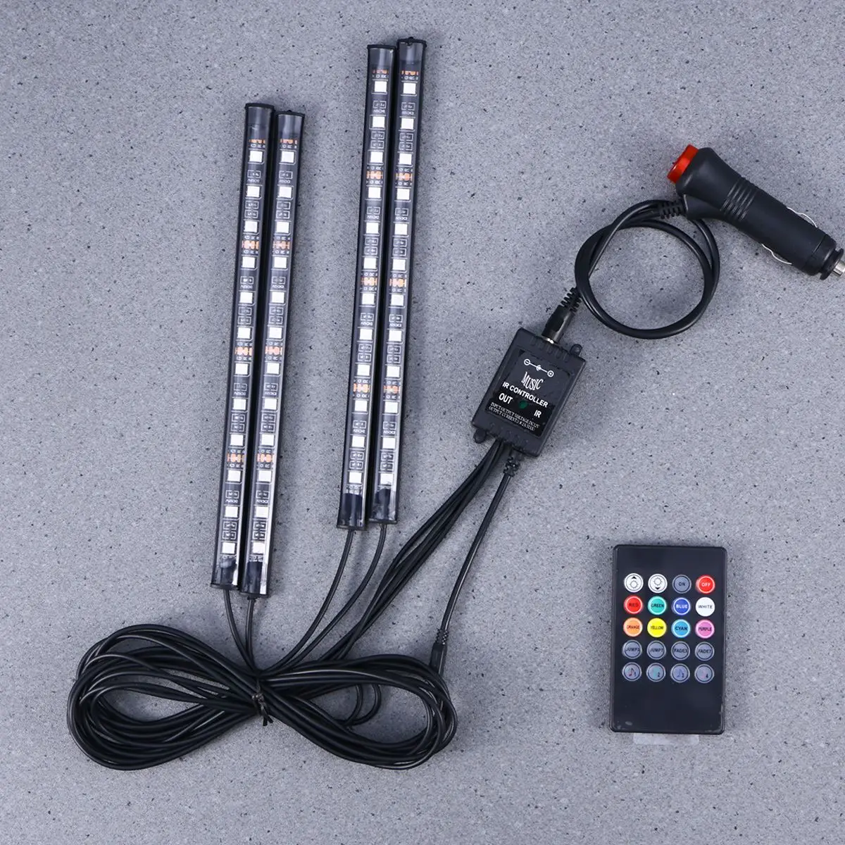 Автомобильный светодиодный ленточный светильник 12 LED DC музыкальный