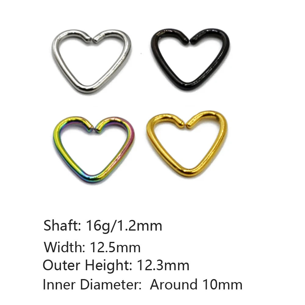 Showlove-4pcs/лот хирургические Сталь Daith в форме сердца в форме звезды ухо траг Хрящ уха серьги-улитки нос нательное пирсинг-кольцо ювелирные изделия 16g