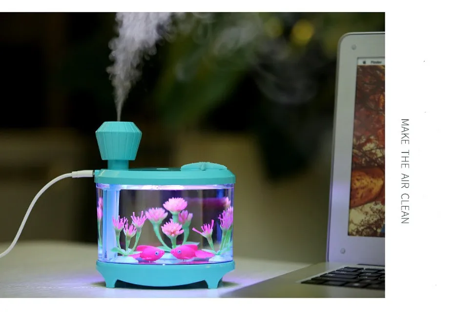 460 мл для аквариума на солнечном питании для HumidifierUltrasonic распылением ароматерапевтического эфирного масла диффузор 7 цветов изменить светодиодный ночной Светильник для домашнего офиса