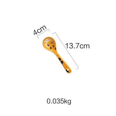 Cute Ceramica Plates Glazed Creative Hand Painted Bowl Spoon Set Breakfast Steak Children's Fruit Plate Animal Dish Cutlery - Цвет: B giraffe spoon