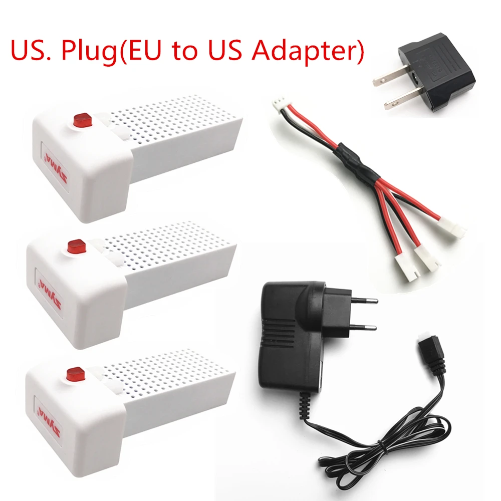 3pcs US Оригинальная батарея 7,4 V 2000mAh Syma X8SW X8SC X8 Pro батарея ультра-высокой емкости Радиоуправляемый Дрон Квадрокоптер Syma X8sw X8SC серии запчасти - Цвет: 3pcs US