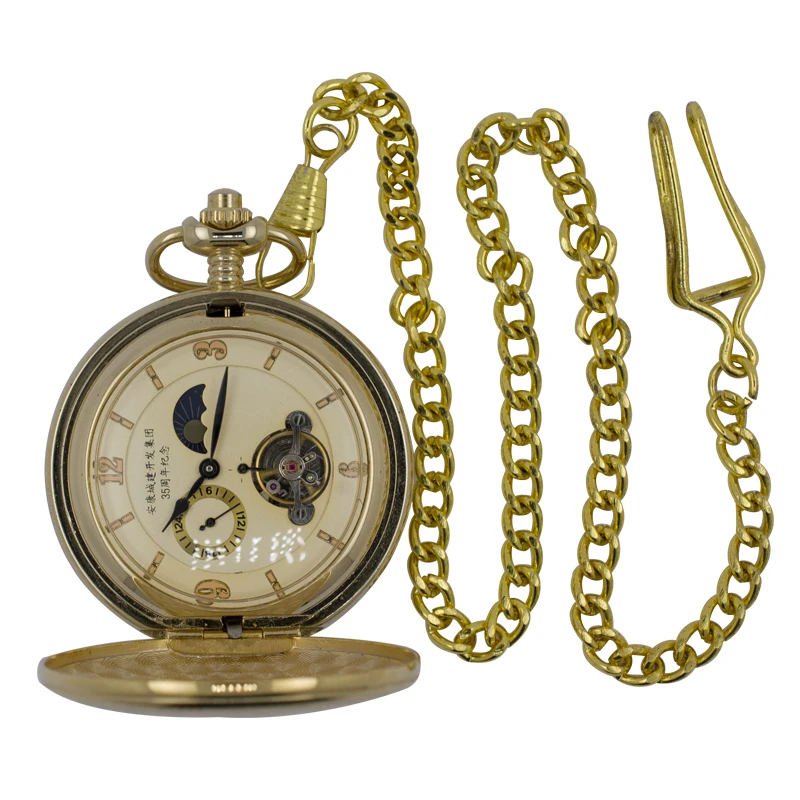 Ретро Античная старинные бронзовые Автоматическая карманные часы Мужчины