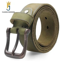 fajarina quality unique retro styles pin belts jeans mens pure green real geunine leather belt for men 3 8cm width n17fj288