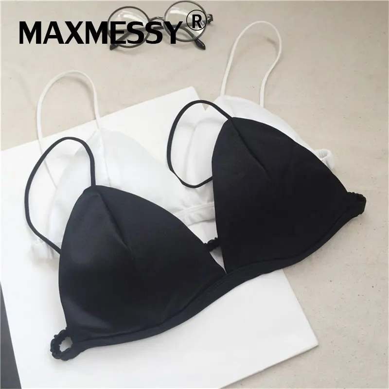 MAXMESSY пикантные Треугольники Bralette Для женщин Беспроводной бюстгальтер бикини