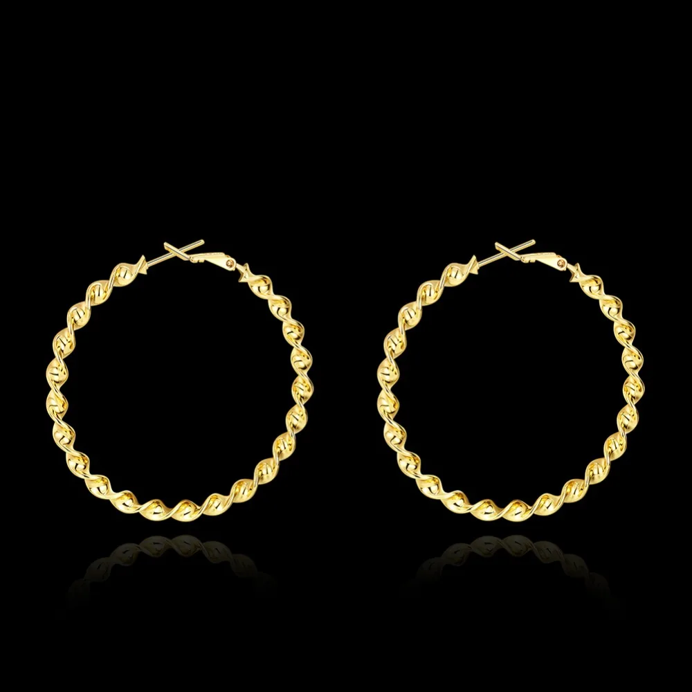 5CM Big Round Circle Hoop Earrings Gold Color Classic Twisted Statement Women Romantic Gift Trendcy Fashion Jewelry | Украшения и